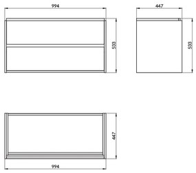 Cersanit Crea, závesná skrinka s umývadlom 100cm, set B111, šedá, S801-285