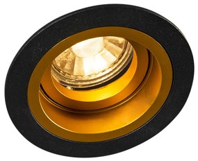Okrúhly zapustený reflektor čierny so zlatom otočný a naklápateľný - Chuck