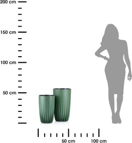 PLASTOVÝ KVETINÁČ STRIPPED ECO SADA 2KS 42X25 CM+ 51X30 CM ZELENÁ