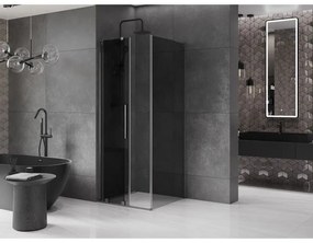 Mexen Velar L, sprchový kút s posuvnými dverami 100 x 100 cm, 8mm šedé sklo, grafit brúsený, 871-100-100-43-66