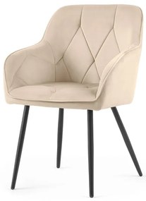 Sada dvoch jedálenských stoličiek DIAMANT zamatové, béžové / čierne nohy (2 ks)