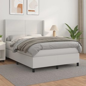 Boxspring posteľ s matracom biela 140x200 cm umelá koža 3132382