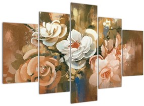 Obraz - Maľovaná kytica kvetov (150x105 cm)