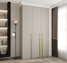 Šatníková skriňa 140 cm Carmela 40-3 (kašmír + zlatá). Akcia -21%. Vlastná spoľahlivá doprava až k Vám domov. 1126608