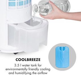 Klarstein Skyscraper Horizon, ochladzovač vzduchu, ventilátor, 60 W, 486 m³/h, 3,5 l, biely