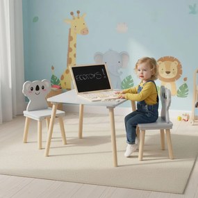 ECOTOYS detský nábytok: stolík + 2 stoličky Koala, drevo/MDF, pre deti 3+