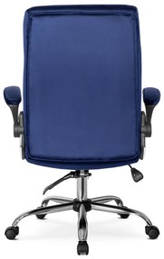 Vintino kancelárska otočná stolička JACOB s chrómovými nohami modrá velúrová zamatová