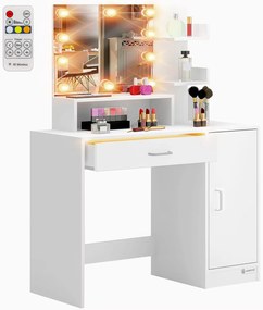 InternetovaZahrada Toaletný stolík Jocelyn s LED osvetlením 140x90x40 cm - biely
