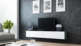 TV stolík na stenu Vigo 180 - sivá / biely lesk