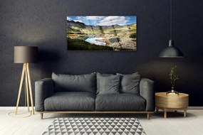 Skleneny obraz Hora jazero príroda 100x50 cm