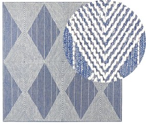 Vlnený koberec 200 x 200 cm svetlobéžová/modrá DATCA Beliani