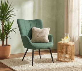 Kreslo Hannah, zelená tkanina