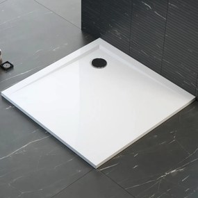 Polimat Štvorcová sprchová vanička z minerálneho kompozitu Perrito SQ 80x80 (90x90) POLIMAT-Farba: Čierna, POLIMAT-Rozmery: 90x90