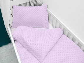 Biante Detské posteľné obliečky do postieľky Minky 3D bodky MKP-002 Fialové lila Do postieľky 90x140 a 40x60 cm