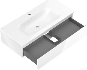 Mexen Orio, kúpeľňová skrinka 100 cm s umývadlom Vela, 1 zásuvka, biela lesklá, 91A10-10023-1-BF00-W23M00