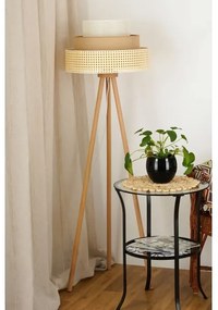 Brilagi - Stojacia lampa CEDAR LUNETA 1xE27/15W/230V ratan/hnedá/krémová
