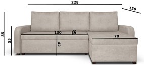 Rozkládací rohová sedací souprava PARIS Hnědá