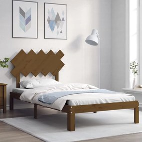 Rám postele s čelom medovohnedý 100x200 cm masívne drevo 3193719