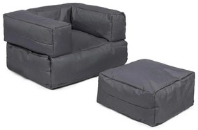 Sedací vak s podnožkou 65x40 cm šedá