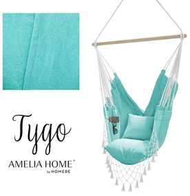 AmeliaHome Závesné hojdacie kreslo Tygo mätové, velikost 100x130