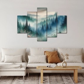 Obraz - Lesná krajina s hmlou (150x105 cm)