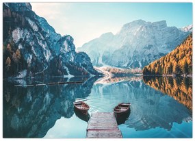 Obraz - Lode na jazere Braies (70x50 cm)