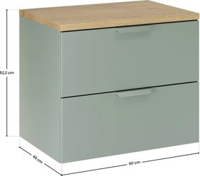 Závěsná skříňka pod umyvadlo Aster s deskou 60 cm zelená/dub cremona