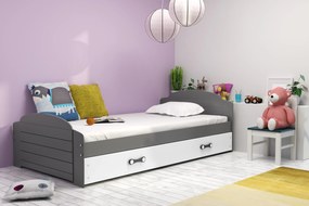 Interbeds Jednolôžková posteľ Lili2 Grafit pre teenagerov 200x90 s matracom a šuplíkom - biela