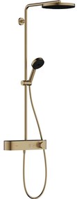 HANSGROHE Pulsify S Showerpipe EcoSmart nástenný sprchový systém s termostatom ShowerTablet Select 400, horná sprcha 1jet priemer 260 mm, ručná sprcha 3jet, kartáčovaný bronz, 24221140
