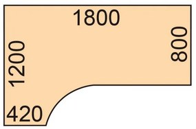Kancelársky rohový pracovný stôl PRIMO WOOD, 1800 x 1200 mm, ľavý, orech