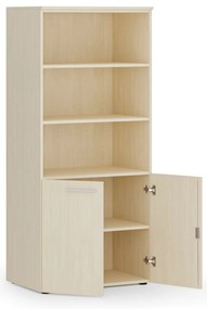 Kombinovaná kancelárska skriňa PRIMO WOOD, nízke dvere, 800 x 500 x 1781 mm, breza
