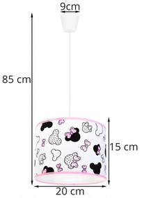 Detské závesné svietidlo Minnie, 1x textilné tienidlo so vzorom