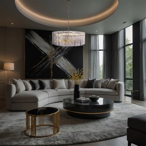 Toolight Toolight, sklenené závesné svietidlo 60cm, 8xE14, APP1779-CP, zlatá, OSW-03629