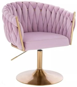 LuxuryForm DESIGN Stolička NORDEN VELUR na zlatom tanieri - levanduľa