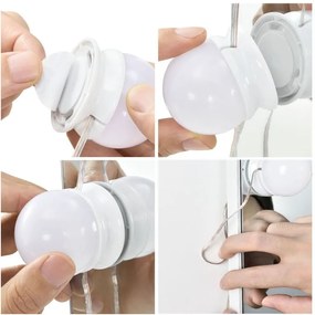 Dekoratívne LED osvetlenie na zrkadlo, 10 lámp, USB napájani