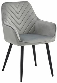 Jedálenská stolička NANA zamatová, strieborná / sivá (čierne nohy)