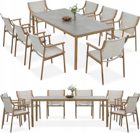 Veľká jedálenská súprava záhradného nábytku Pattaya: stôl a 8 stoličiek (8+1)