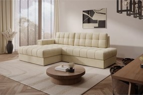 Svetlohnedá zamatová rozkladacia rohová pohovka (ľavý roh/s leňoškou) Blezalt – ELTAP