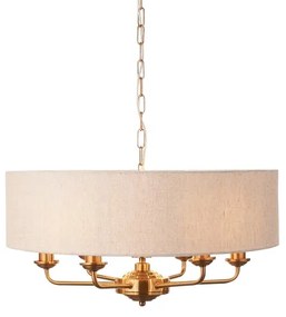 Endon 110722 - Závesný luster HIGHCLERE na reťazi 6xE14/40W/230V, béžová/mosadz, priemer 55 cm