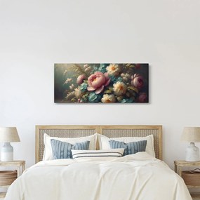 Obraz - Zátišie s kvetmi - maľba (120x50 cm)