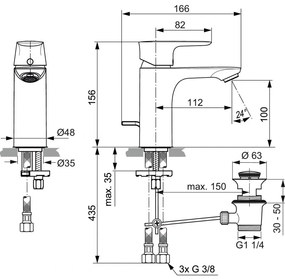 Ideal Standard Connect Air - Umývadlová batéria s odtokovou garnitúrou - nízkotlaková, kartáčovaná zlatá A7022A2