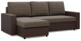 Rohová rozkladacia sedacia súprava LUNA Hnedá/hnedá