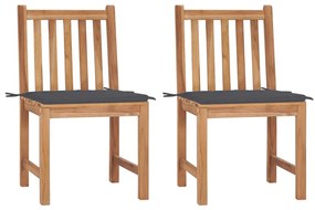 vidaXL Záhradné stoličky 2 ks s podložkami tíkový masív
