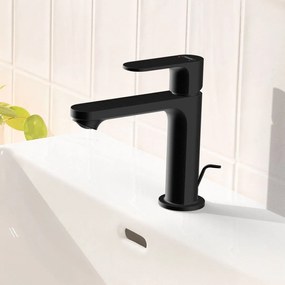 HANSGROHE Rebris S páková umývadlová batéria CoolStart s kovovou odtokovou súpravou s tiahlom, výška výtoku 109 mm, matná čierna, 72527670