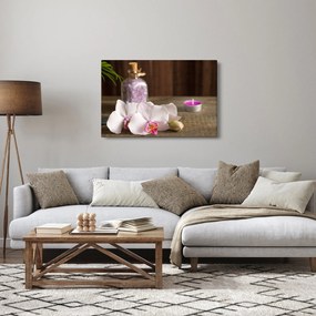 Obraz - Sviečka a orchidey (90x60 cm)