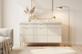 Trojdverová komoda Sentia 157 s tromi zásuvkami - kašmír / zlatá