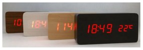 Digitálny LED budík s dátumom a teplomerom EuB8466 hneda-červené čísla, 15cm