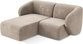 Svetlohnedá ženilková rohová pohovka (ľavý roh/s leňoškou) Lani – Makamii