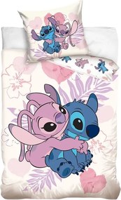 Bavlnené posteľné obliečky Lilo &amp; Stitch – Nerozlučná dvojka Stitch a Angel - 100% bavlna - 70x90 cm + 140x200 cm