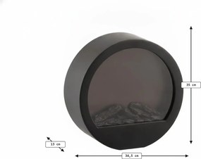 LED dekorácia okrúhly krb COZY WARM 35x34,5 cm, čierny
